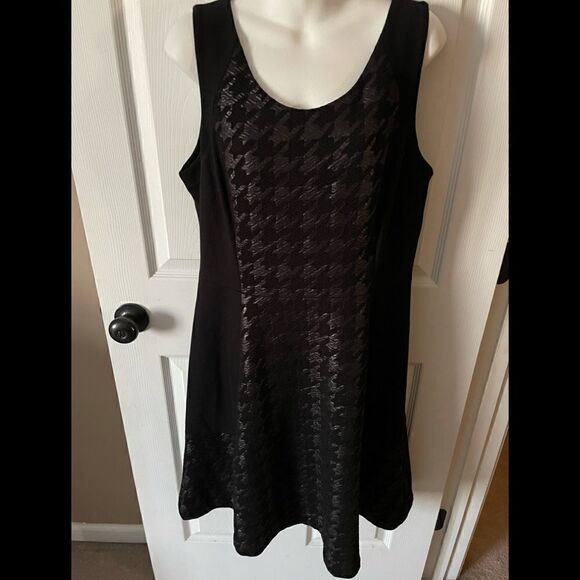 Women’s NYDJ faux leather black a-line dress size 12 - Picture 1 of 4